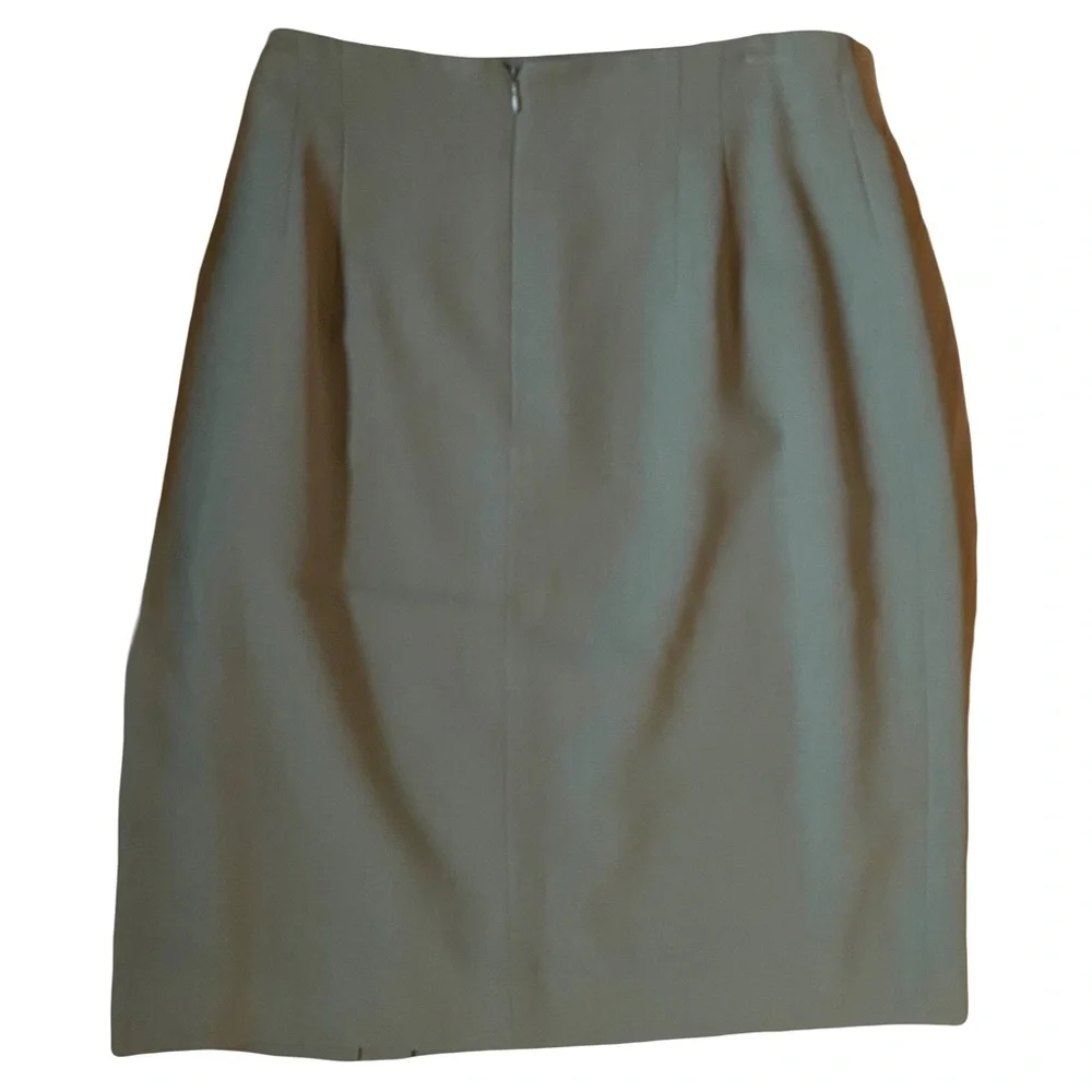 Vintage Olive Green Wool Straight Office Work Preppy Pencil Skirt‎ Size 10